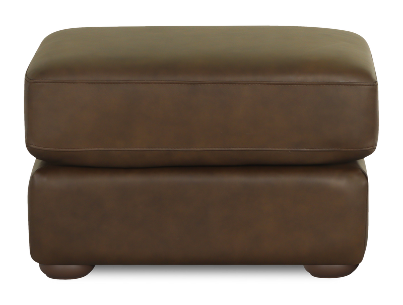Pouf traditionnel Porto de 34 po en cuir véritable - chocolat