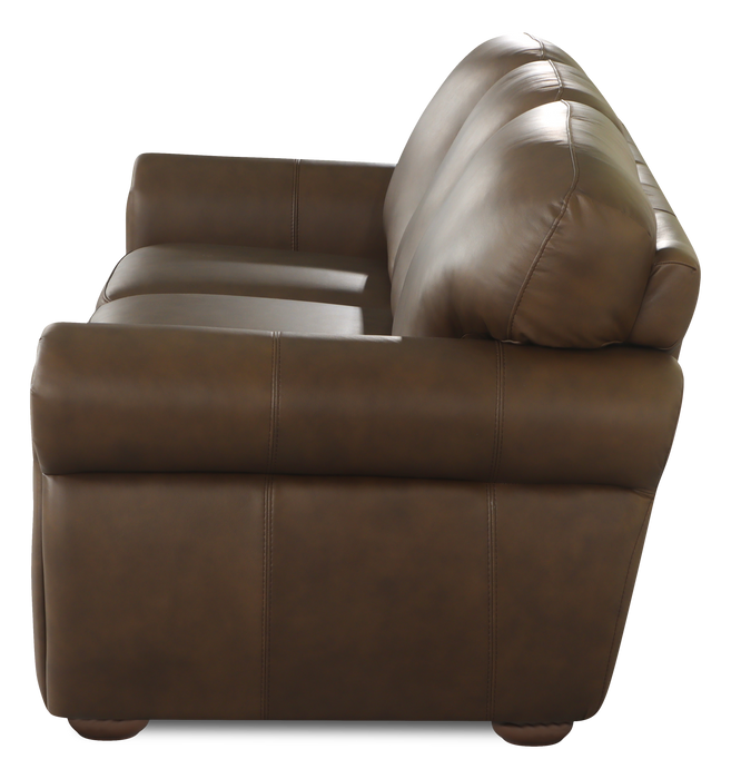 Sofa traditionnel Porto de 90 po en cuir véritable - chocolat