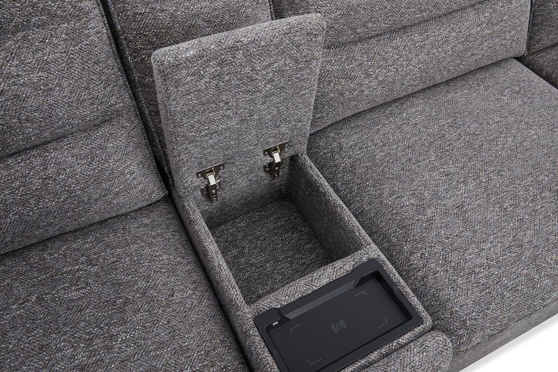 Sofa sectionnel de gauche Prestige de Shaquille O’Neal Home 7 pièces avec inclinaison et coulissement électrique - gris