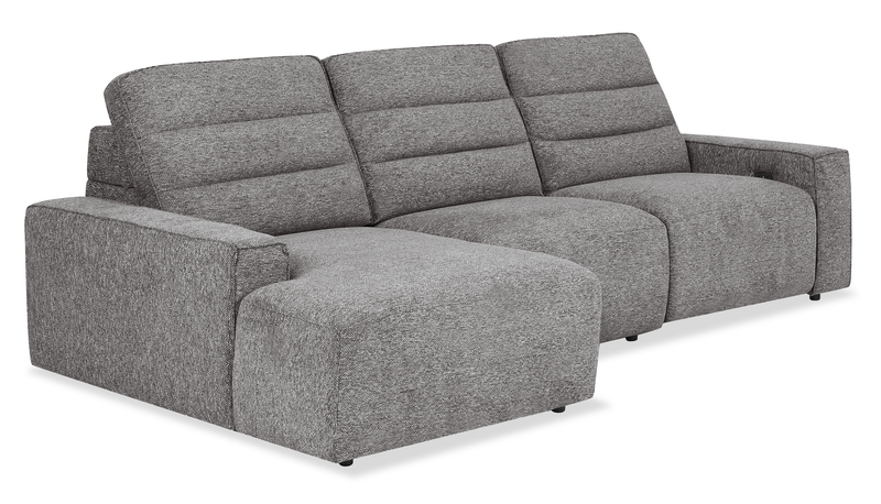 Sofa sectionnel de gauche Prestige de Shaquille O’Neal Home 3 pièces avec inclinaison électrique - gris