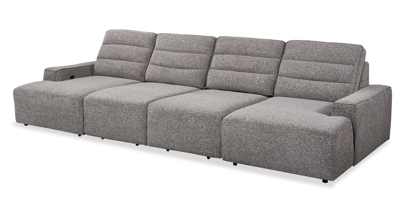 Sofa sectionnel Prestige de Shaquille O’Neal Home 4 pièces avec coulissement électrique et fauteuil long de rangement - gris