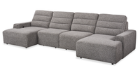  Sofa sectionnel Prestige de Shaquille O’Neal Home 4 pièces avec coulissement électrique et fauteuil long de rangement - gris