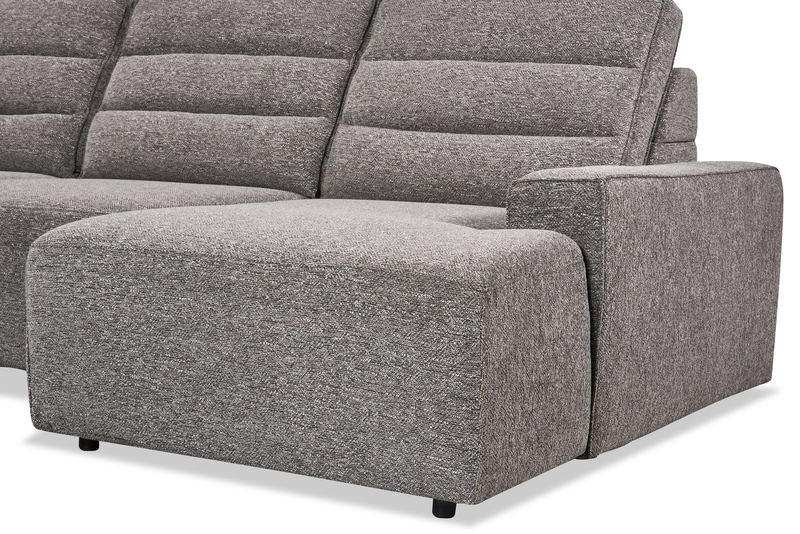 Sofa sectionnel Prestige de Shaquille O’Neal Home 4 pièces avec coulissement électrique et fauteuil long de rangement - gris