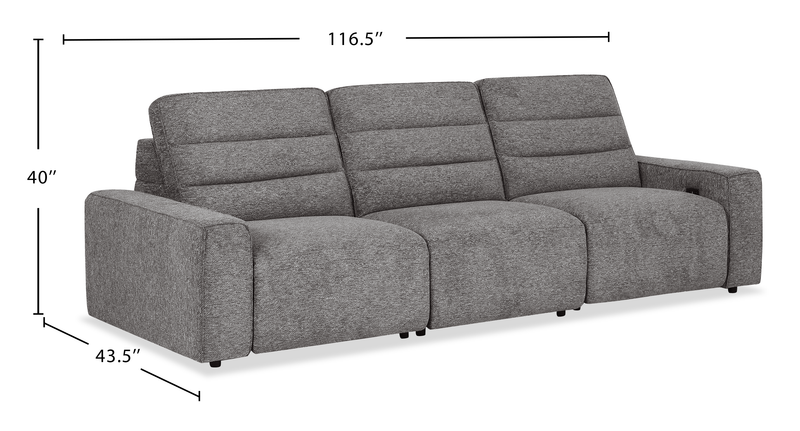 Sofa sectionnel Prestige de Shaquille O’Neal Home 3 pièces avec inclinaison électrique - gris