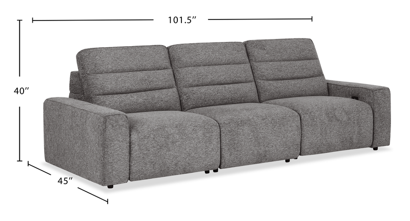 Sofa sectionnel Prestige de Shaquille O’Neal Home 3 pièces avec inclinaison électrique - gris