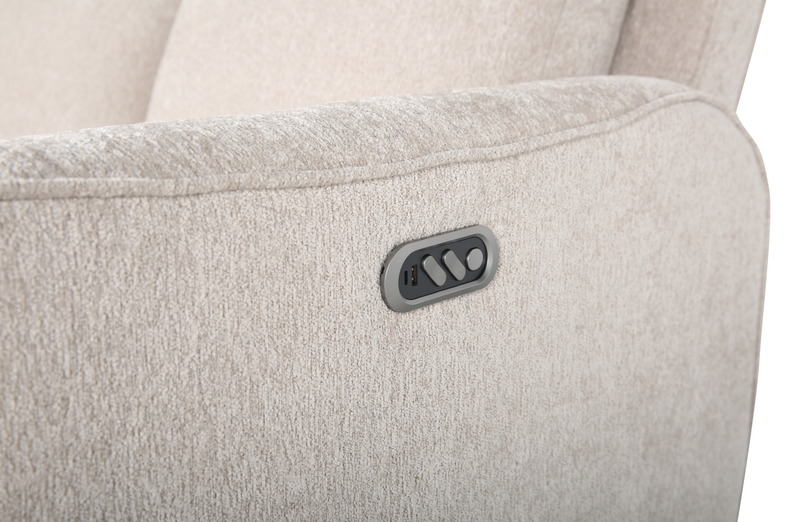 Causeuse à inclinaison électrique Primrose de 71 po en tissu de chenille avec appuie-tête électrique - lin