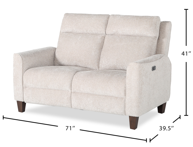 Causeuse à inclinaison électrique Primrose de 71 po en tissu de chenille avec appuie-tête électrique - lin