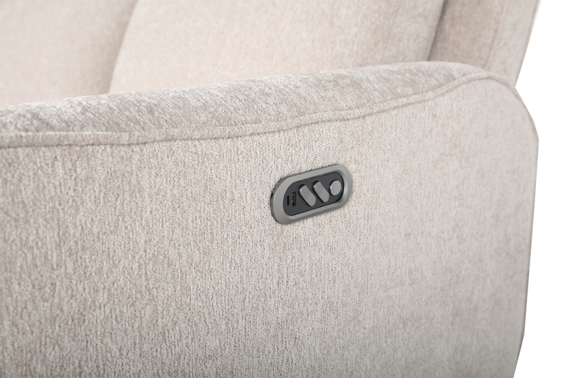Sofa à inclinaison électrique Primrose de 81 po en tissu de chenille avec appuie-tête électrique - lin