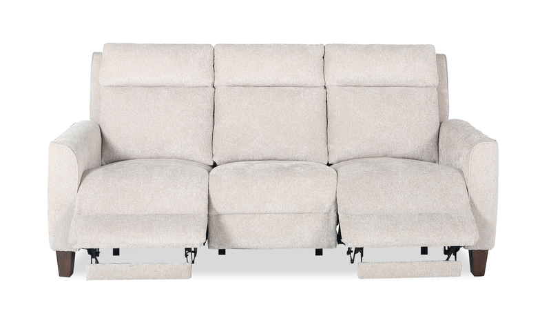 Sofa à inclinaison électrique Primrose de 81 po en tissu de chenille avec appuie-tête électrique - lin