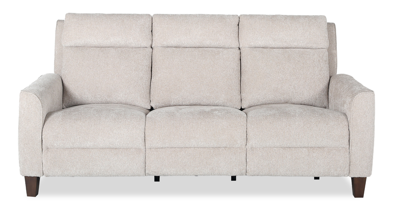 Sofa à inclinaison électrique Primrose de 81 po en tissu de chenille avec appuie-tête électrique - lin