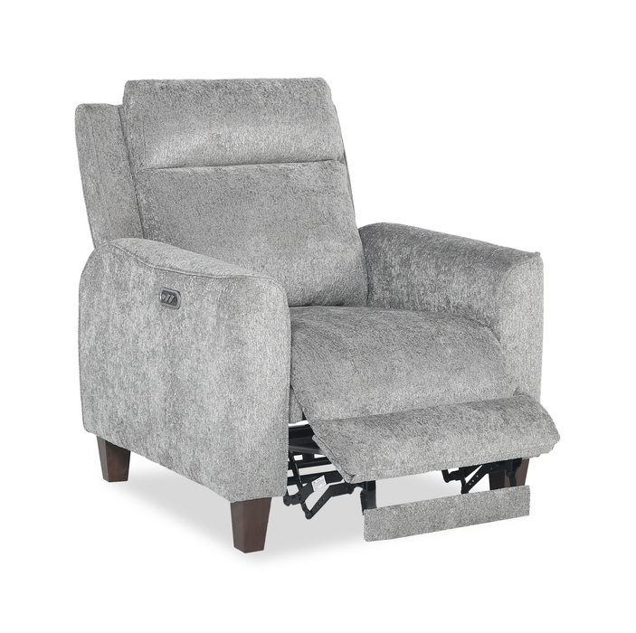 Fauteuil à inclinaison électrique Primrose de 35 po en tissu de chenille avec appuie-tête électrique - ardoise