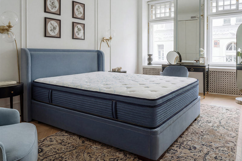 Matelas ferme à Euro-plateau dans une boîte Indulge de Primo pour grand lit
