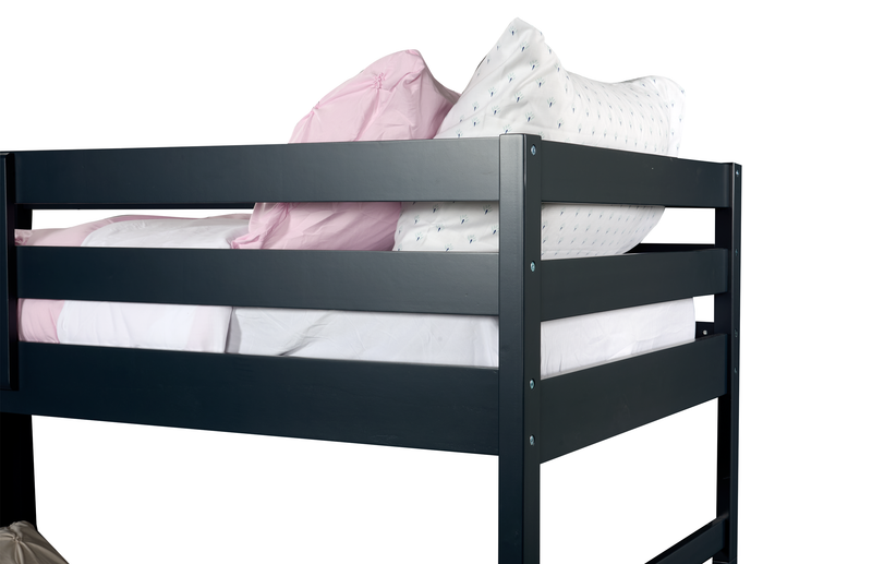 Lits superposés Quinn pour enfants avec commode escalier intégrée et garde-corps, bleus - simple et simple
