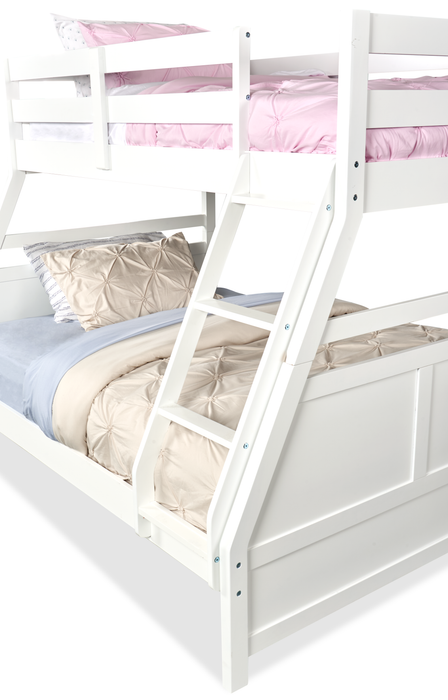 Lits superposés Quinn pour enfants avec commode escalier intégrée et garde-corps, blancs - simple et simple