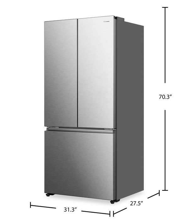 Réfrigérateur Hisense de 19,3 pi3 et de 32 po de profondeur comptoir à portes françaises - acier inoxydable - RF19A3CSEI