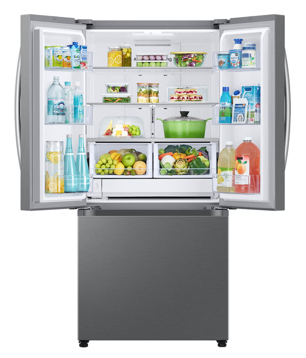Réfrigérateur à 3 portes Bespoke de Samsung de 25 pi3 et de 33 po à portes françaises avec IA - acier inoxydable - RF25C5A01SRAA