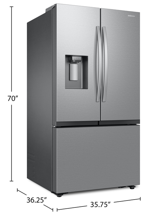 Réfrigérateur à 3 portes Bespoke de Samsung de 31 pi3 et de 35,75 po à portes françaises - acier inoxydable - RF32CG5B30SRAA