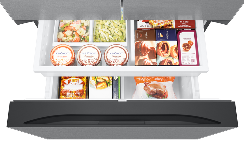 Réfrigérateur à 3 portes Bespoke de Samsung de 31 pi3 et de 35,75 po à portes françaises - acier inoxydable - RF32CG5B30SRAA