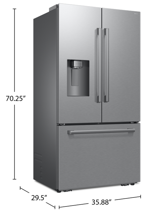 Réfrigérateur Bespoke de Samsung de 24 pi3 et de 35,8 po de profondeur comptoir à portes françaises – acier inoxydable - RF70H25HERAA