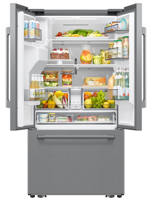 Réfrigérateur Bespoke de Samsung de 24 pi3 et de 35,8 po de profondeur comptoir à portes françaises – acier inoxydable - RF70H25HERAA