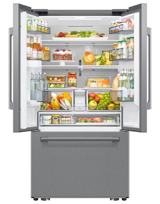 Réfrigérateur Bespoke de Samsung de 24 pi3 et de 36 po de profondeur comptoir à portes françaises avec IA – acier inoxydable - RF70H25KERAA