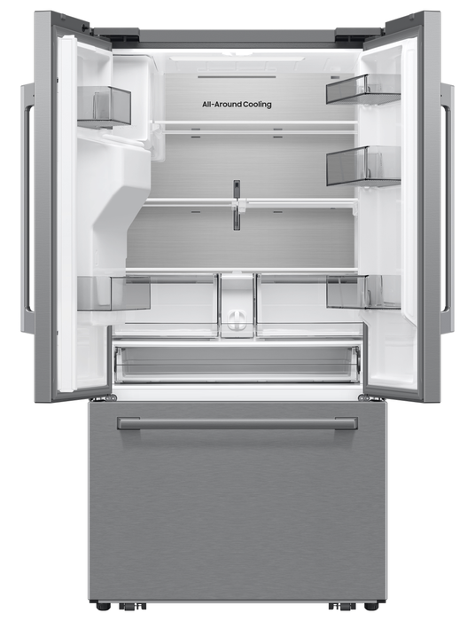 Réfrigérateur à 3 portes Bespoke de Samsung de 29 pi3 et de 35,88 po à portes françaises avec IA - argenté - RF70H30HERAA