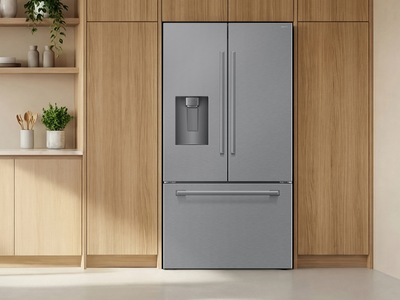 Réfrigérateur à 3 portes Bespoke de Samsung de 29 pi3 et de 35,88 po à portes françaises avec IA - argenté - RF70H30HERAA
