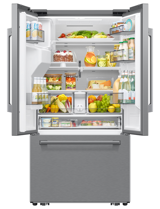 Réfrigérateur à 3 portes Bespoke de Samsung de 29 pi3 et de 35,88 po à portes françaises avec IA - argenté - RF70H30HERAA
