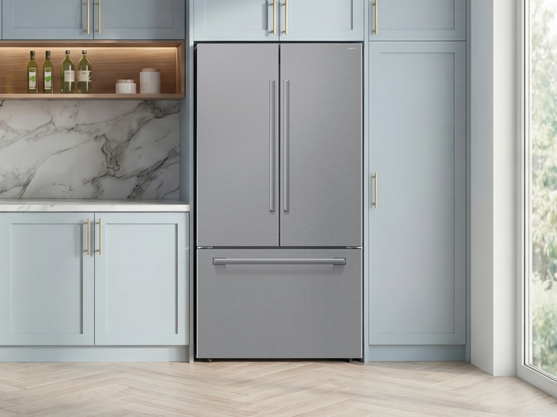 Réfrigérateur à 3 portes Bespoke de Samsung de 29 pi3 et de 35,88 po à portes françaises avec IA - acier inoxydable - RF70H30KERAA