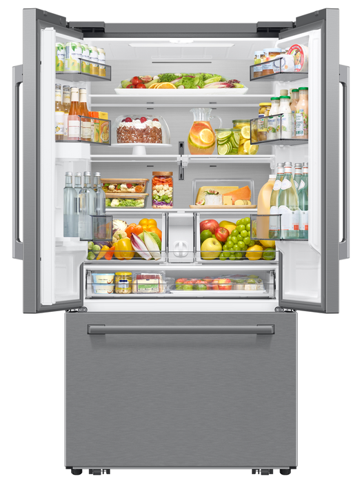 Réfrigérateur à 3 portes Bespoke de Samsung de 29 pi3 et de 35,88 po à portes françaises avec IA - acier inoxydable - RF70H30KERAA
