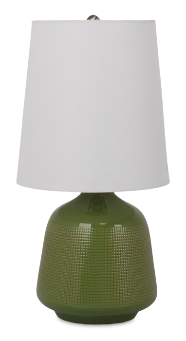 Lampe de table Rian de 10 po avec abat-jour en lin - verte 