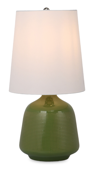 Lampe de table Rian de 10 po avec abat-jour en lin - verte 