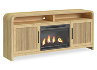  Meuble TV Ridgemont de 70 pouces avec foyer électrique et système de gestion des câbles – Convient aux téléviseurs jusqu'à 80 pouces – Pin naturel