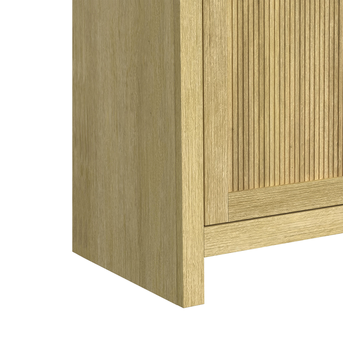 Meuble TV Ridgemont de 70 pouces avec foyer électrique et système de gestion des câbles – Convient aux téléviseurs jusqu'à 80 pouces – Pin naturel