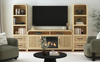 Ridgemont 70” Electric Fireplace TV Stand with Cable Management for TVs up to 80” – Natural Pine | Meuble TV Ridgemont de 70 pouces avec foyer électrique et système de gestion des câbles – Convient aux téléviseurs jusqu'à 80 pouces – Pin naturel