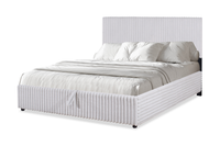 Lit plateforme rembourré Ridge en tissu gris avec rangement - format grand lit