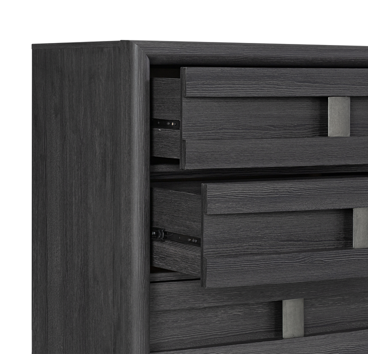 Commode verticale de chambre à coucher Rocco de 36 po (L) x 52 po (H) à 5 tiroirs - gris foncé