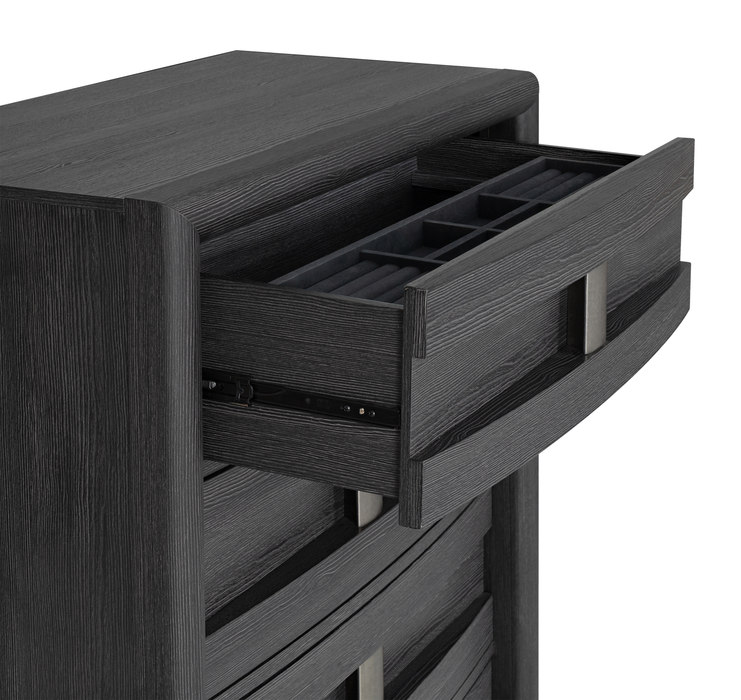 Commode verticale de chambre à coucher Rocco de 36 po (L) x 52 po (H) à 5 tiroirs - gris foncé