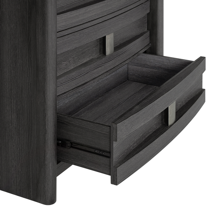 Commode verticale de chambre à coucher Rocco de 36 po (L) x 52 po (H) à 5 tiroirs - gris foncé
