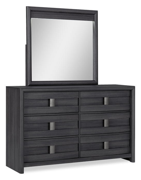 Commode de chambre à coucher Rocco de 62 po (L) x 37 po (H) à 6 tiroirs - gris foncé