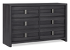 Commode de chambre à coucher Rocco de 62 po (L) x 37 po (H) à 6 tiroirs - gris foncé