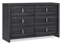 Commode de chambre à coucher Rocco de 62 po (L) x 37 po (H) à 6 tiroirs - gris foncé