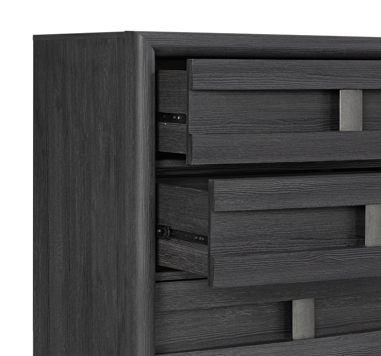 Commode de chambre à coucher Rocco de 62 po (L) x 37 po (H) à 6 tiroirs - gris foncé