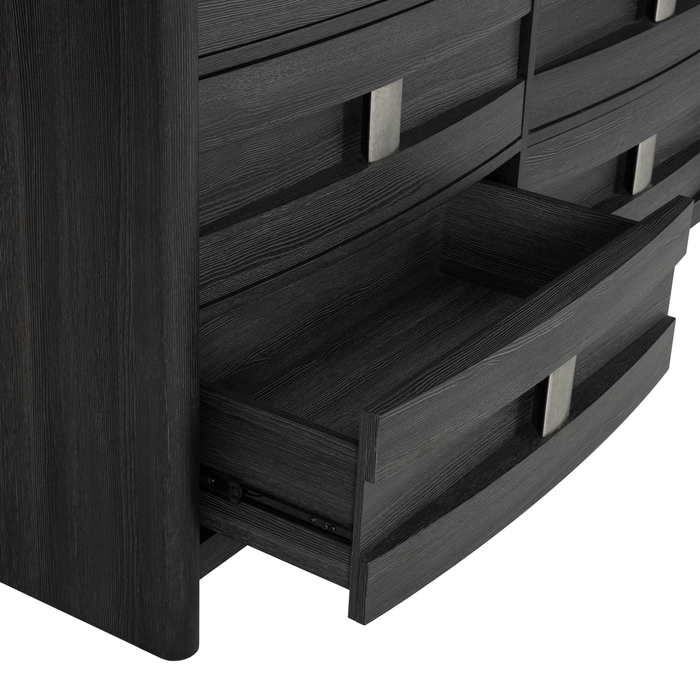 Commode de chambre à coucher Rocco de 62 po (L) x 37 po (H) à 6 tiroirs - gris foncé