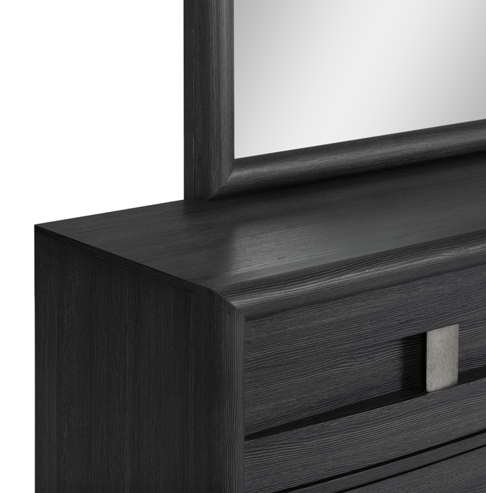 Commode de chambre à coucher Rocco de 62 po (L) x 37 po (H) à 6 tiroirs - gris foncé