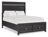 Rocco Storage Bed with 2 Built-In Footboard Drawers & LED Lit Headboard, Dark Grey - Queen Size  | Lit de rangement Rocco avec 2 tiroirs de pied de lit intégrés et tête de lit illuminée à DEL, gris foncé - format grand lit