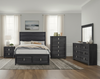 Rocco Storage Bed with 2 Built-In Footboard Drawers & LED Lit Headboard, Dark Grey - Queen Size  | Lit de rangement Rocco avec 2 tiroirs de pied de lit intégrés et tête de lit illuminée à DEL, gris foncé - format grand lit