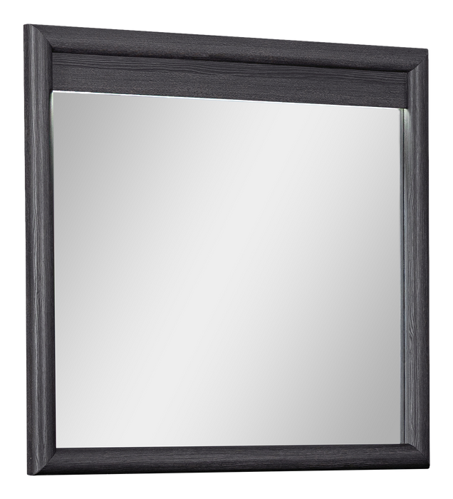Ensemble de chambre à coucher Rocco 5 pièces avec lit de rangement illuminé à DEL, commode et miroir, gris foncé - format grand lit
