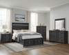 Rocco 6pc Bedroom Set, LED Storage Bed, Dresser, Mirror & Nightstand, Dark Grey - Queen Size | Ensemble de chambre à coucher Rocco 6 pièces avec lit de rangement illuminé à DEL, commode, miroir et table de nuit, gris foncé - format grand lit