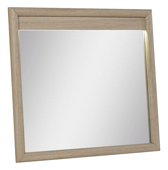 Miroir de commode de chambre à coucher Rocco - brun clair 